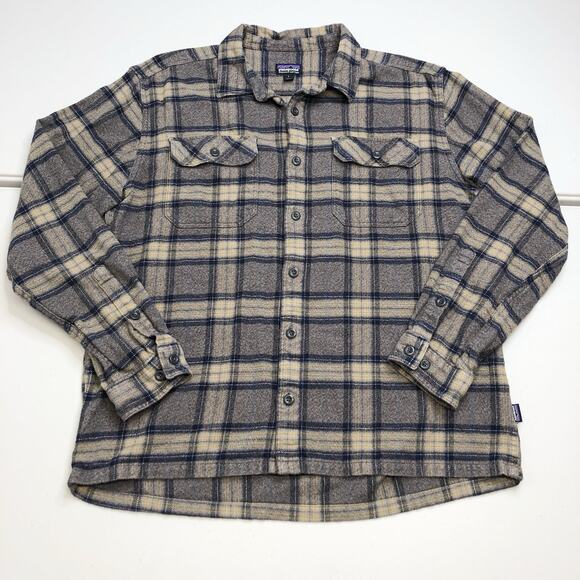 Patagonia Fjord Flannel Shirt Mens L Plaid Organic Cotton Button Up Outdoors - Picture 1 of 10